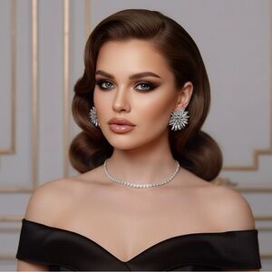 ✨ Elegant Silver Cluster Statement Earrings